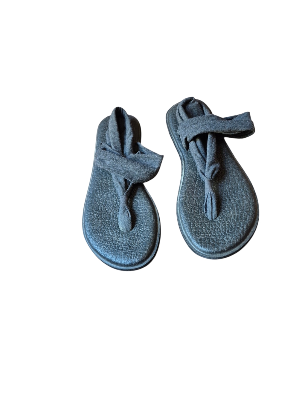10 Sanuk Dark Gray Fabric‎ Strap Flip Sandals